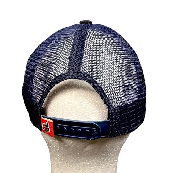 Cleveland Indians '47 Twins 1947 Striped Logo Red & Blue Mesh Trucker Hat - OSFA - Picture 3 of 7